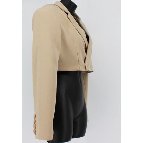 Nasty Gal Keep Up the Work Shoulder Pad Cropped Blazer in Natural Size 8 - Picture 4 of 8
